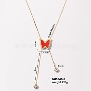 Stainless Steel Enamel Vintage Serpentine Chains Butterfly Pendant Necklaces, Golden, Red, 13.78 inch(35cm)(IS8208-2)