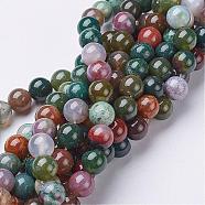 Natural Indian Agate Beads Strands, Round, 8mm, Hole: 1mm, about 46pcs/strand, 15~16 inch(GSR002)