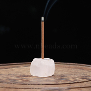 Natural Rose Quartz Incense Burners, Sqaure Incense Holders, Home Office Teahouse Zen Buddhist Supplies, 15~20mm(INBU-PW0001-17D)