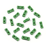 2-Hole Baking Paint Glass Seed Beads, Rectangle, Green, 4.5~5x2x1~1.5mm, Hole: 0.5~0.8mm(SEED-S023-17A-01)