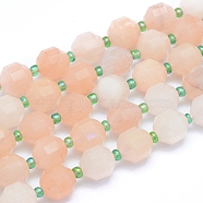 Natural Pink Aventurine Beads Strands, Faceted, Round, 10x9x9mm, Hole: 1mm, about 31pcs/strand, 14.96 inch(38cm)(G-I279-A03)