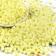 Opaque Acrylic Beads, cube, Yellow, 4x4x4mm, Hole: 1.4mm(OACR-B025-06E)