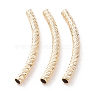 Brass Tube Beads, Long-Lasting Plated, Curved Beads, Tube, Real 24K Gold Plated, 45x4mm, Hole: 3mm(X-KK-Y003-87C-G)