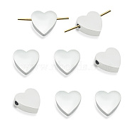 201 Stainless Steel Beads, Heart, Stainless Steel Color, 9x10x3.5mm, Hole: 2.5mm(STAS-Q243-LM248-1)