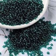 MIYUKI Round Rocailles Beads, Japanese Seed Beads, (RR2406) Transparent Dark Teal, 8/0, 3mm, Hole: 1mm, about 2111~2277pcs/50g(SEED-X0055-RR2406)