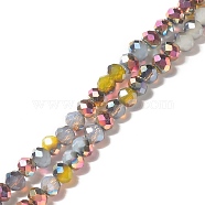 Electroplated Glass Beads Strands, Multi-color Plated, Faceted, Abacus, Colorful, 4x3mm, Hole: 0.9mm, about 128pcs/strand, 17.13 inch(43.5cm)(GLAA-G097-02C-01)