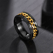 Stainless Steel Chains Rotating Finger Ring, Fidget Spinner Ring for Calming Worry Meditation, Golden, US Size 12(21.4mm)(PW-WG67706-40)