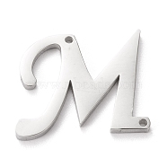 304 Stainless Steel Links Connectors, Initial Letter, Letter.M, M: 15x18.5x1.5mm, Hole: 1mm(X-STAS-J027-01M)