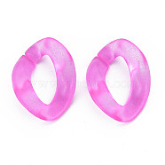 Transparent Acrylic Linking Rings, Quick Link Connectors, for Curb Chains Making, Frosted, Twist, Magenta, 23x17x4.5mm, Inner Diameter: 13.5x7mm(OACR-S036-001A-K13)