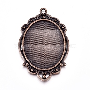 Tibetan Style Alloy Pendant Cabochon Settings, Lead Free & Nickel Free, Oval, Red Copper, Tray: 40x30mm, 62x39x3mm, Hole: 2.5mm(X-TIBEP-A22962-R-FF)