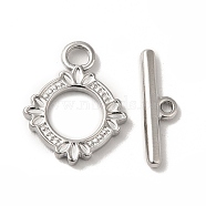 304 Stainless Steel Toggle Clasps, Flower, Stainless Steel Color, Ring: 17.5x14x2mm, Hole: 2mm, Bar: 16.5x5x2mm, Hole:1.2mm(STAS-H212-17P)