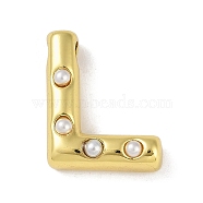 Brass Pendant, with ABS, Letter A~Z, Letter L, 20x16.5x6.5mm, Hole: 3.5mm(KK-M009-01L)