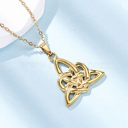 Trinity Knot 304 Stainless Steel Pendant Necklaces, Ion Plating(IP), Real 18K Gold Plated, 17.99 inch(45.7cm)(NJEW-H059-02G)