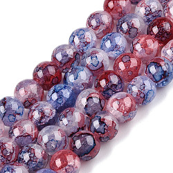 Baking Painted Crackle Glass Bead Strands, Round, FireBrick, 8mm, Hole: 1.2mm, about 103pcs/strand, 30.08~30.7''(76.4~78cm)(DGLA-R053-03H-1)