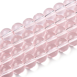 Transparent Glass Beads Strands, Round, Misty Rose, 8~8.5mm, Hole: 1.5mm, about 51~53pcs/strand, 14.96 inch~15.55 inch(38~39.7cm)(GLAA-T032-T8mm-10)