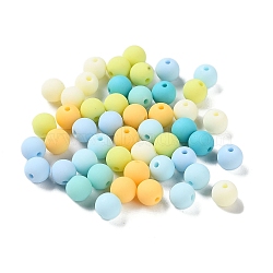 Rubberized Style Imitated Silicone Acrylic Beads, Round, Light Blue, 8x7.5mm, Hole: 1.6mm, about 1923pcs/500g(MACR-D029-01J)