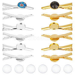 DIY Blank Dome Alligator Hair Clips Making Kit, Including Iron Alligator Hair Clips Settings, Glass Cabochons, Golden & Silver, 44x14mm(DIY-UN0004-71)