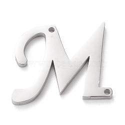 Tarnish Resistant 304 Stainless Steel Links Connectors, Initial Letter, Letter.M, M: 15x18.5x1.5mm, Hole: 1mm(X-STAS-J027-01M)