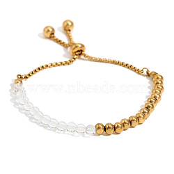 Retro Stainless Steel 18K Gold Acrylic Bead Rope Bracelet(PM1309-1)