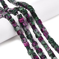 Dyed Natural Sesame Jasper Imitation Ruby in Zoisite Beads Strands, Cube, 6~7x6~6.5x6~6.5mm, Hole: 1mm, about 60~61pcs/strand, 15~15.366''(38.1~39cm)(G-T139-6x6-32A)