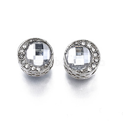 Rack Plating Alloy European Beads, with Resin and Crystal Rhinestone, Large Hole Beads, Cadmium Free & Lead Free, Column with Star, Platinum, 12x11mm, Hole: 5.5mm(MPDL-N039-194)
