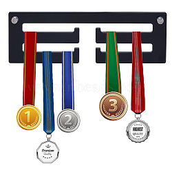 Acrylic Medal Display Hanger Rack, for Family Collection Medal Display with Iron Alloy and Rubber Piastic Accessories, Black, Stand: 10x30x1.2cm(ODIS-WH0036-07A)
