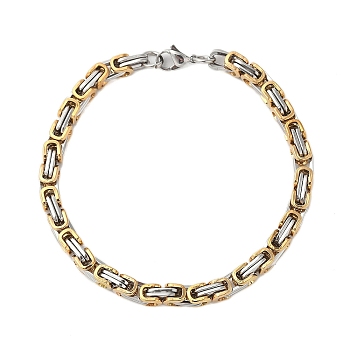 Ion Plating(IP) 304 Stainless Steel Byzantine Chain Bracelets for Men, Golden & Stainless Steel Color, 8-5/8~8-7/8 inch(22~22.5cm), 5mm