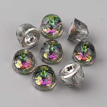 Electroplate Transparent Glass Beads, Half Round, Green, 8.5x10mm, Hole: 1.5mm