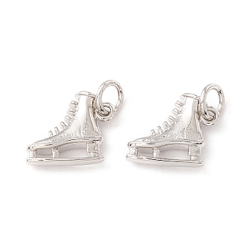 Brass Pendants, with Jump Rings, Cadmium Free & Lead Free, Long-Lasting Plated, Ice Skates, Platinum, 10x10x3.5mm, Hole: 3mm