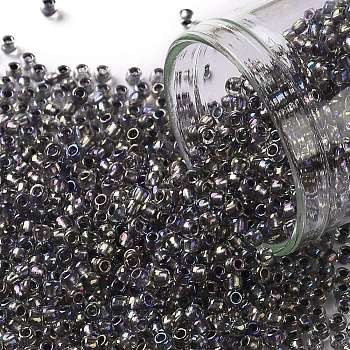 TOHO Round Seed Beads, Japanese Seed Beads, (266) Inside Color Gold Luster Crystal/Opaque Gray, 11/0, 2.2mm, Hole: 0.8mm, about 5555pcs/50g