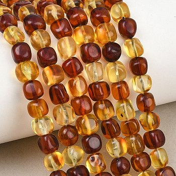 Two Tone Natural Amber Beads Strands, Nuggets, Tumbled Stone, Mixed Color, 5.5~7x5.5~6.5x5~6.5mm, Hole: 0.7mm, about 56~57pcs/strand, 13.78''~14.17''(35~36cm)