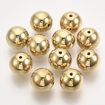 CCB Plastic Beads, Round, Gold, 16x15.5mm, Hole: 1.6mm