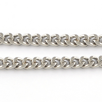Unwelded Iron Cuban Link Chains, Chunky Curb Chains, with Spool, Platinum, 9.5x8.6x2mm, about 82.02 Feet(25m)/roll