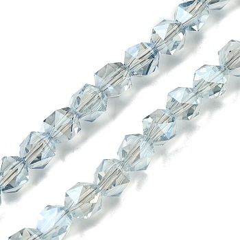 Electroplate Glass Beads Strands, Faceted, Round, Light Steel Blue, 5.5x5x6mm, Hole: 1mm, about 101pcs/strand, 22.05''(56cm)
