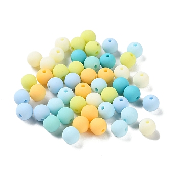 Rubberized Style Imitated Silicone Acrylic Beads, Round, Light Blue, 8x7.5mm, Hole: 1.6mm, about 1923pcs/500g