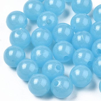 Luminous Acrylic Beads, Glow in the Dark, Round, Cornflower Blue, 10mm, Hole: 2.5mm, about 950pcs/500g