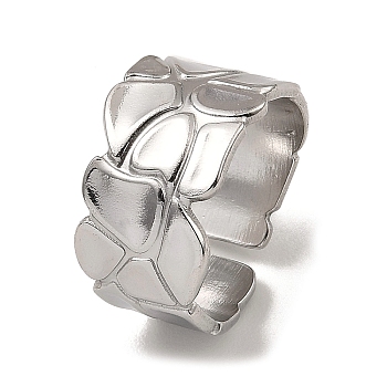 304 Stainless Steel Open Cuff Rings, Polygon, Stainless Steel Color, US Size 7 1/4(17.5mm)