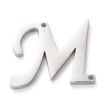 304 Stainless Steel Links Connectors, Initial Letter, Letter.M, M: 15x18.5x1.5mm, Hole: 1mm