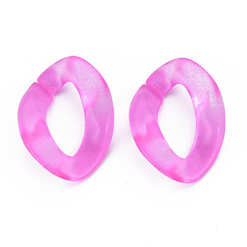 Transparent Acrylic Linking Rings, Quick Link Connectors, for Curb Chains Making, Frosted, Twist, Magenta, 23x17x4.5mm, Inner Diameter: 13.5x7mm