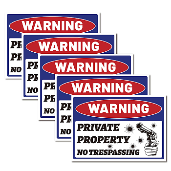 Waterproof PVC Warning Sign Stickers, Rectangle, Word, 17.5x25cm, 5pcs/set