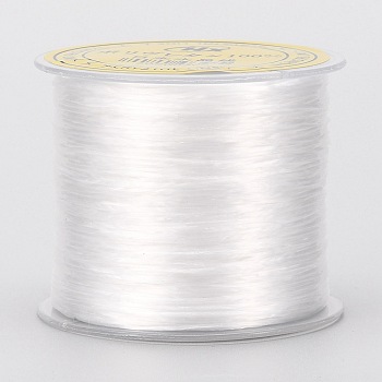Japanese Flat Elastic Crystal String, Polyester Thread, for Stretch Bracelets Gemstone Jewelry Making, White, 0.5mm, about 65.6 yards(60m)/roll