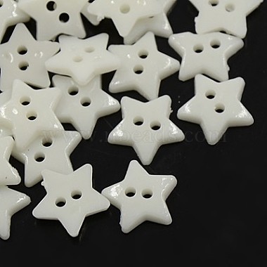 20L(12.5mm) White Star Acrylic 2-Hole Button