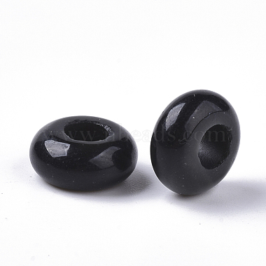 Natural Black Gemstone European Beads(G-Q503-01)-2