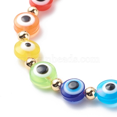 Evil Eye Resin Bead & Brass Braided Beaded Bracelets for Girl Women(BJEW-JB08744)-3