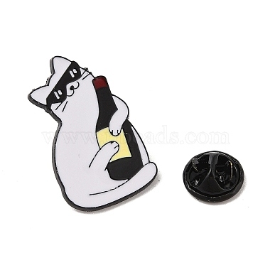 Drunk Cat Shaped Alloy Brooch(JEWB-M046-07C)-3