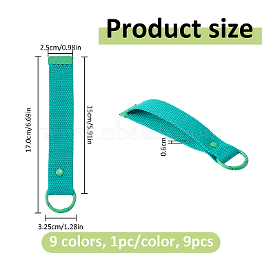 9Pcs 9 Colors Alloy Polyester Keychains(KEYC-FH0001-80A)-2