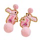 Easter Plastic & Cloth & Glass Dangle Stud Earrings(FS-WG10DBA-01)-5