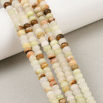 Natural Green Banded Calcite(Afghan Jade) Beads Strands, Rondelle, 6.5x4.5mm, Hole: 0.9mm, about 86pcs/strand, 15.08 inch(38.3cm)(G-L647-D03-4x6mm)