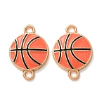 Alloy Enamel Connector Charms, Basketball Links, Light Gold, 20.5x14.5x3mm, Hole: 2mm(AL-CBA6C03-01KCG)