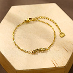 304 Stainless Steel Paw Print Link Bracelets, Cable Chain Bracelets for Women, Golden, 6.50 inch(16.5cm)(WGA73B8-02)